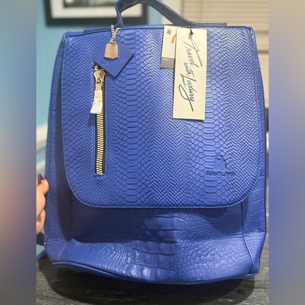 Embossed Blue Backpack by